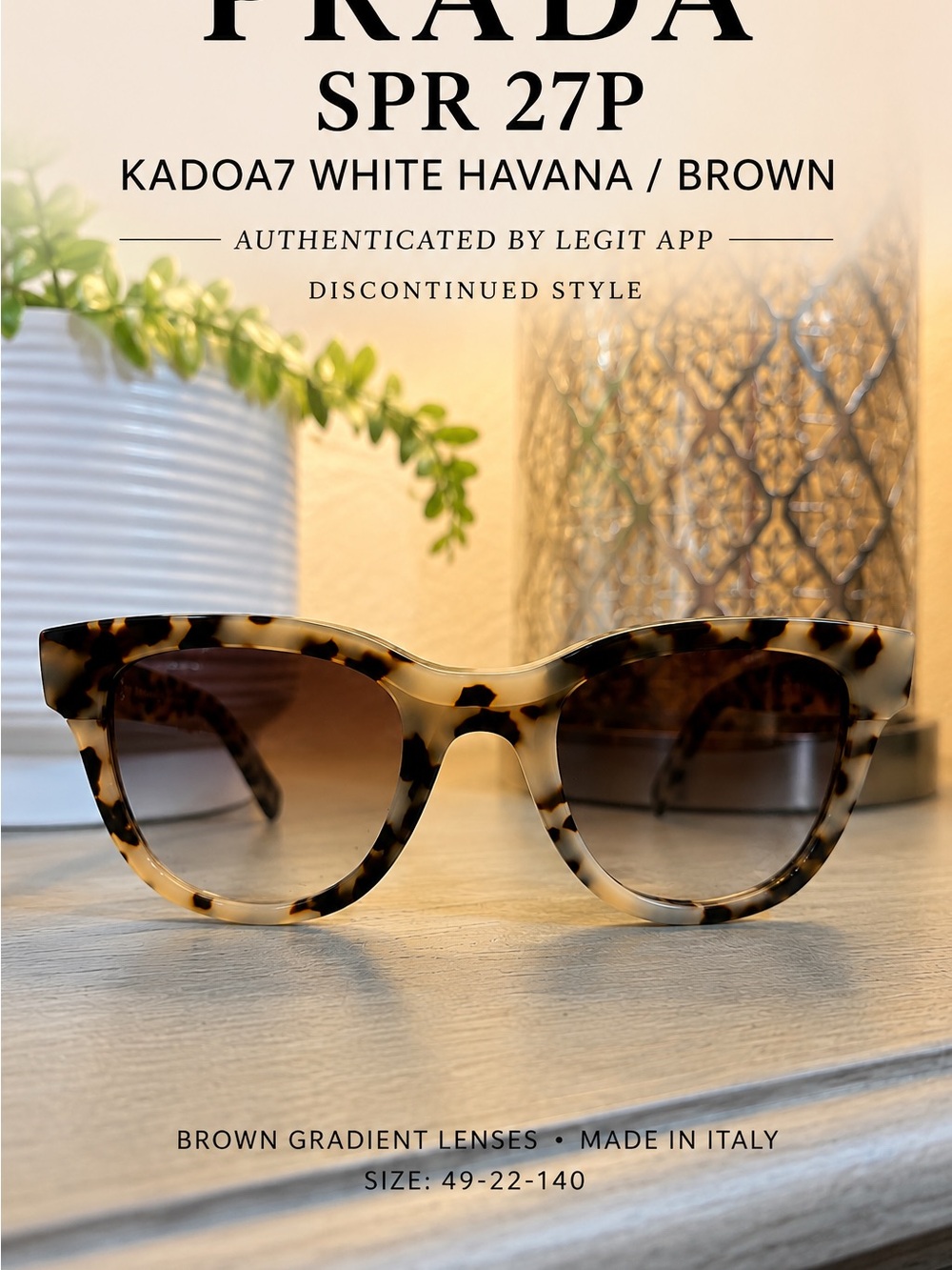 Prada KADOA7 Tortoiseshell Cat Eye Sunglasses